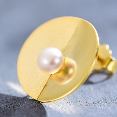 200001695 Lotus Fun Real 925 Sterling Silver Natural Pearl Creative Fine Jewelry Minimalism Wall Lamp Design Stud Earrings for Women The Sexy Scientist