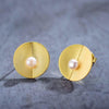 200001695 Gold Lotus Fun Real 925 Sterling Silver Natural Pearl Creative Fine Jewelry Minimalism Wall Lamp Design Stud Earrings for Women The Sexy Scientist