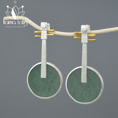 Karma Lotus Silver 925 and Green Gitarini earrings by Karma Lotus Karma Lotus