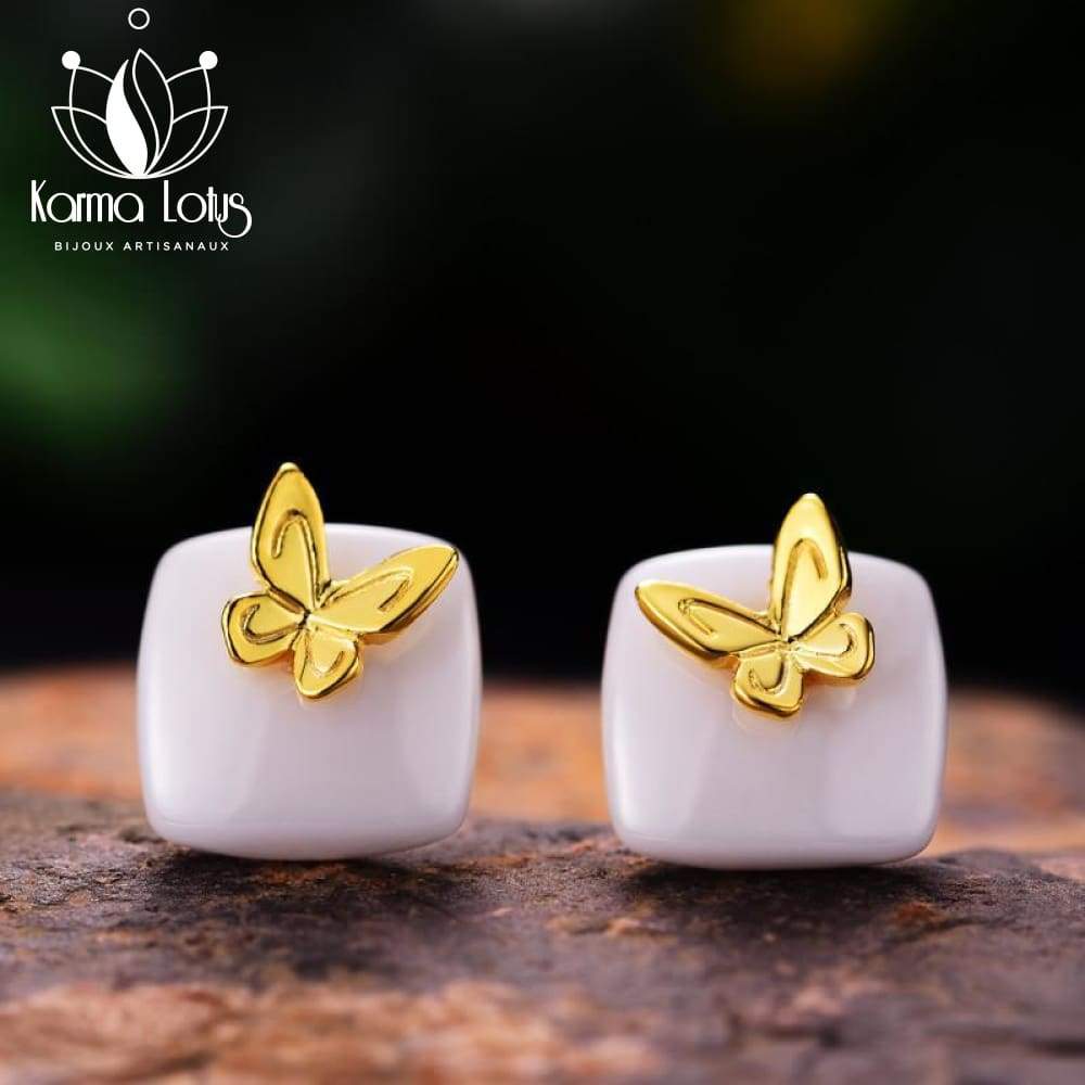 Karma Lotus White Yohari Earrings <br>by Karma Lotus Karma Lotus