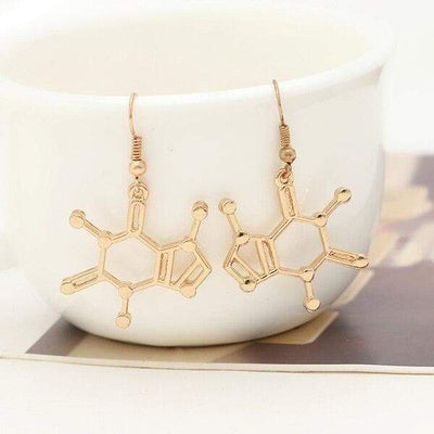 Bijoux science Gold Caffeine Molecule Earrings The Sexy Scientist