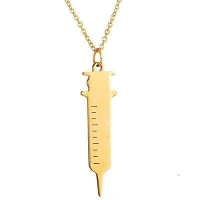 Bijoux science Gold Medical Syringe Pendant The Sexy Scientist