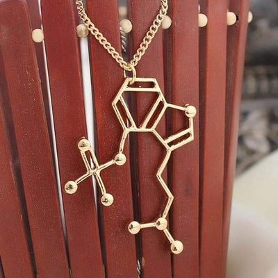 Bijoux science Gold Psilocybin Molecule Necklace The Sexy Scientist