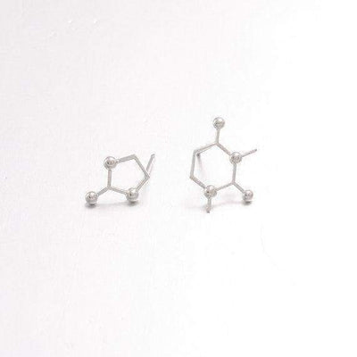 Bijoux science Silver Caffeine Molecule Earrings The Sexy Scientist
