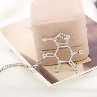 Bijoux science Silver Caffeine Molecule Necklace The Sexy Scientist