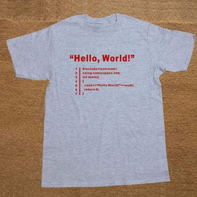 T-Shirt Grey 2 / XS "HELLO WORLD" T-Shirt - 100% Cotton The Sexy Scientist