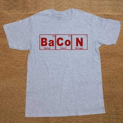 T-Shirt Grey/Red / XS "BaCoN periodic table" T-Shirt - 100% Cotton The Sexy Scientist