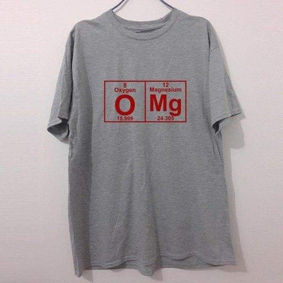 T-Shirt Grey/Red / XS "OMg periodic table" T-Shirt - 100% Cotton The Sexy Scientist