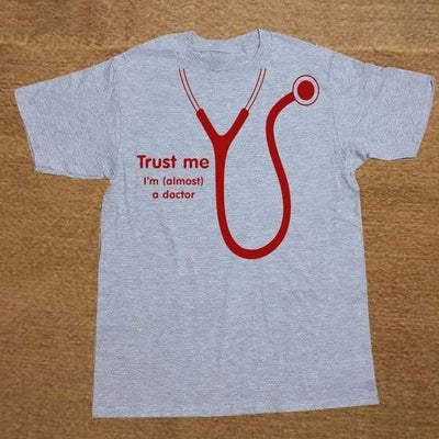 T-Shirt Grey/Red / XS "Trust Me I'm (Almost) A Doctor" T-Shirt - 100% Cotton The Sexy Scientist