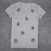 T-Shirt Grey / S "Embroidered Bees" T-Shirt - Cotton & Spandex The Sexy Scientist