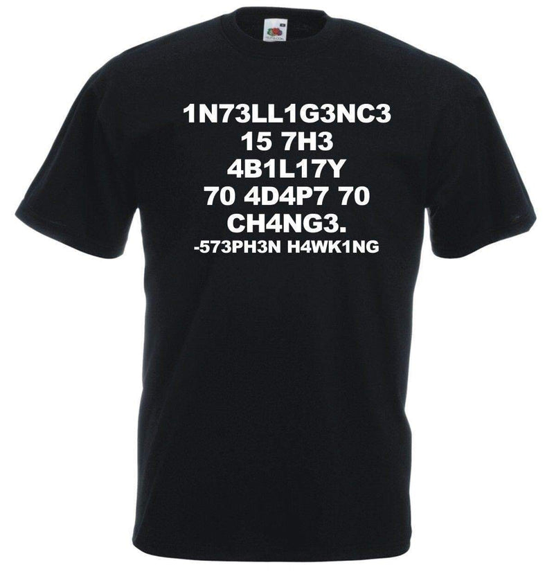 "Intelligence by Stephen Hawking" T-Shirt - 100% Cotton