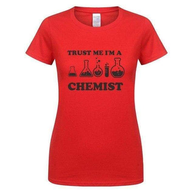 T-Shirt Red/Black / S "Trust Me I'm a Chemist" T-Shirt - 100% Cotton The Sexy Scientist