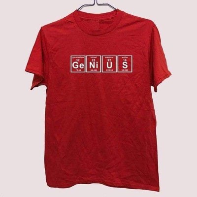 T-Shirt Red/White / XS "GENIUS" T-Shirt - 100% Cotton The Sexy Scientist