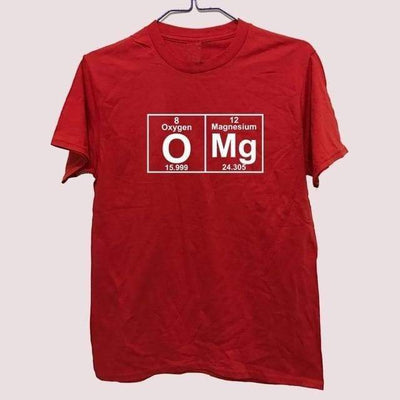 T-Shirt Red/White / XS "OMg periodic table" T-Shirt - 100% Cotton The Sexy Scientist
