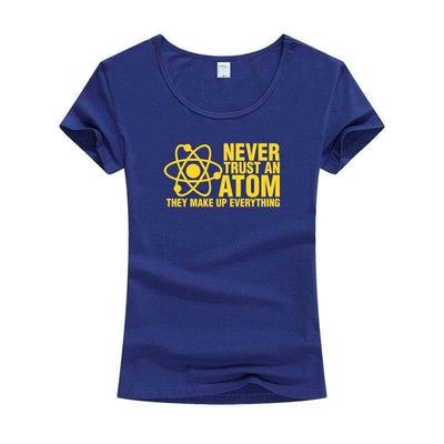 T-Shirt Sky Blue 2 / S "Never Trust An Atom They Make Up Everything" T-Shirt - Cotton & Modal The Sexy Scientist