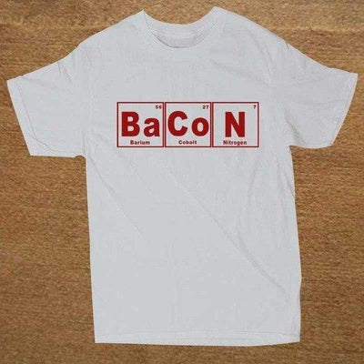 T-Shirt White/Red / XS "BaCoN periodic table" T-Shirt - 100% Cotton The Sexy Scientist