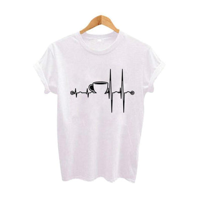 T-Shirt White / S "Coffee Heartbeat" T-Shirt - Cotton & Polyester The Sexy Scientist